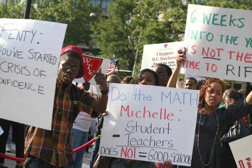 Several thousand people rallied against layoffs of Washington, D.C., public school teachers