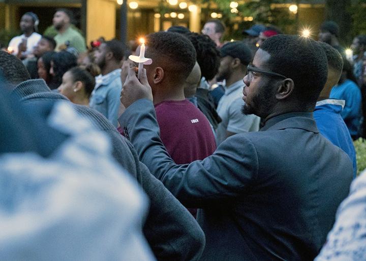 Hundreds attend a vigil for Richard Collins III at Bowie State University