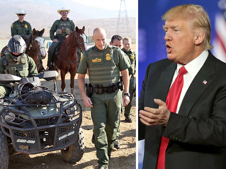 Left to right: U.S. Border Patrol shows off its equipment; Donald Trump