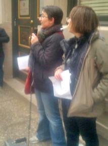 Speaking out against fascism outside the Greek consulate in Chicago