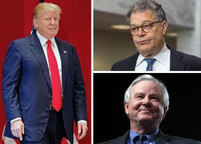 Clockwise from left: Donald Trump, Al Franken and Joe Barton