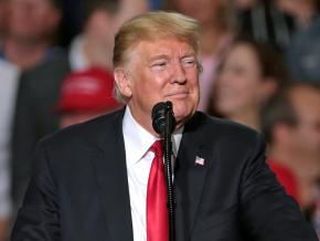 Donald Trump appears at a rally in Mesa, Arizona