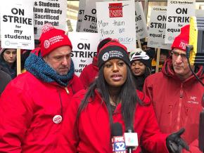 CTU Vice President Stacy Davis Gates speaks at a CICS teachers’ rally